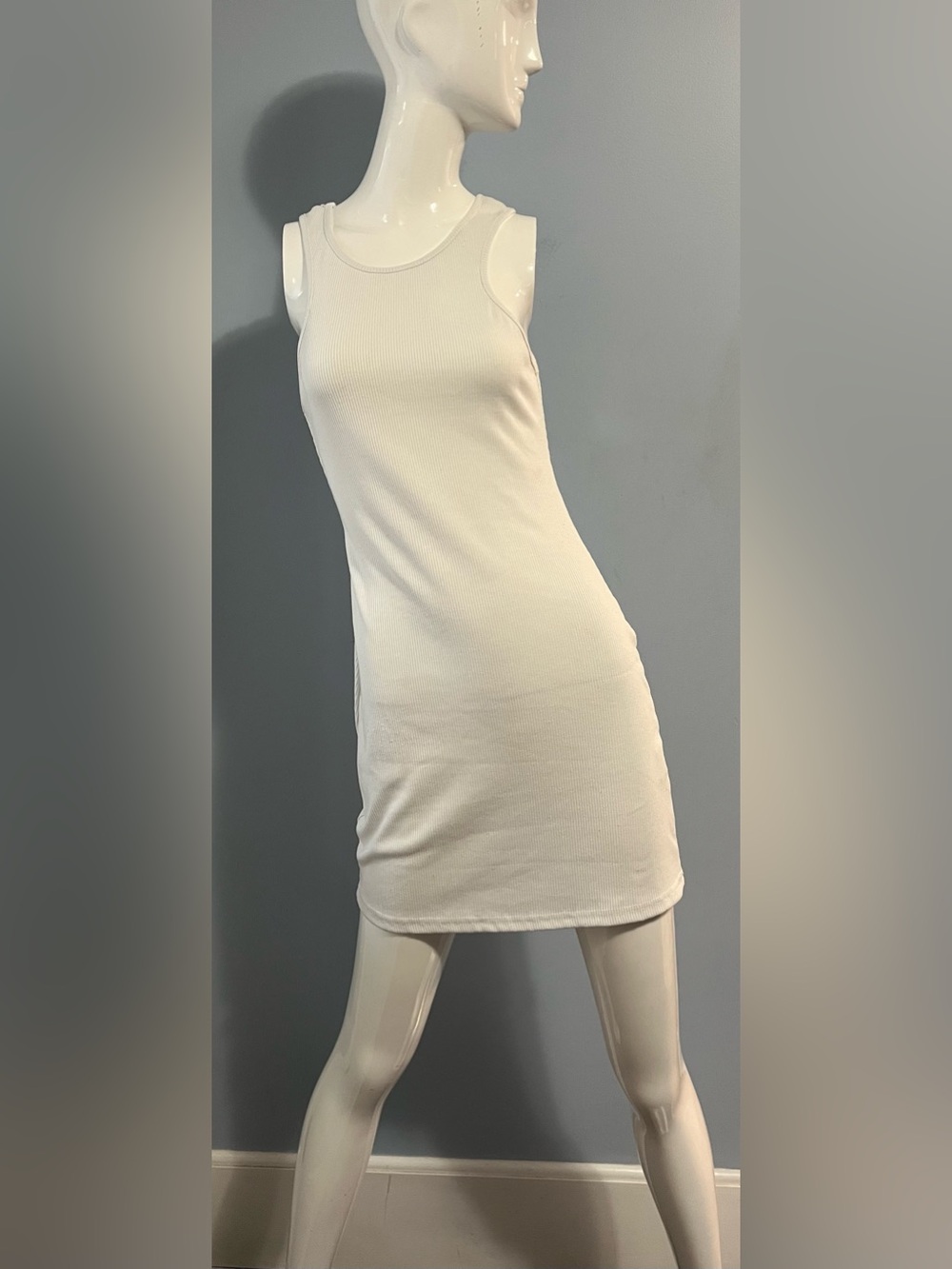 Princess Polly White Sleeveless Ribbed Stretch Bodycon Mini Dress Size 6 - Picture 1 of 9